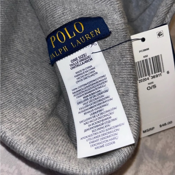 NWT Polo Ralph Lauren Skully Hat Color Gray - Picture 3 of 4